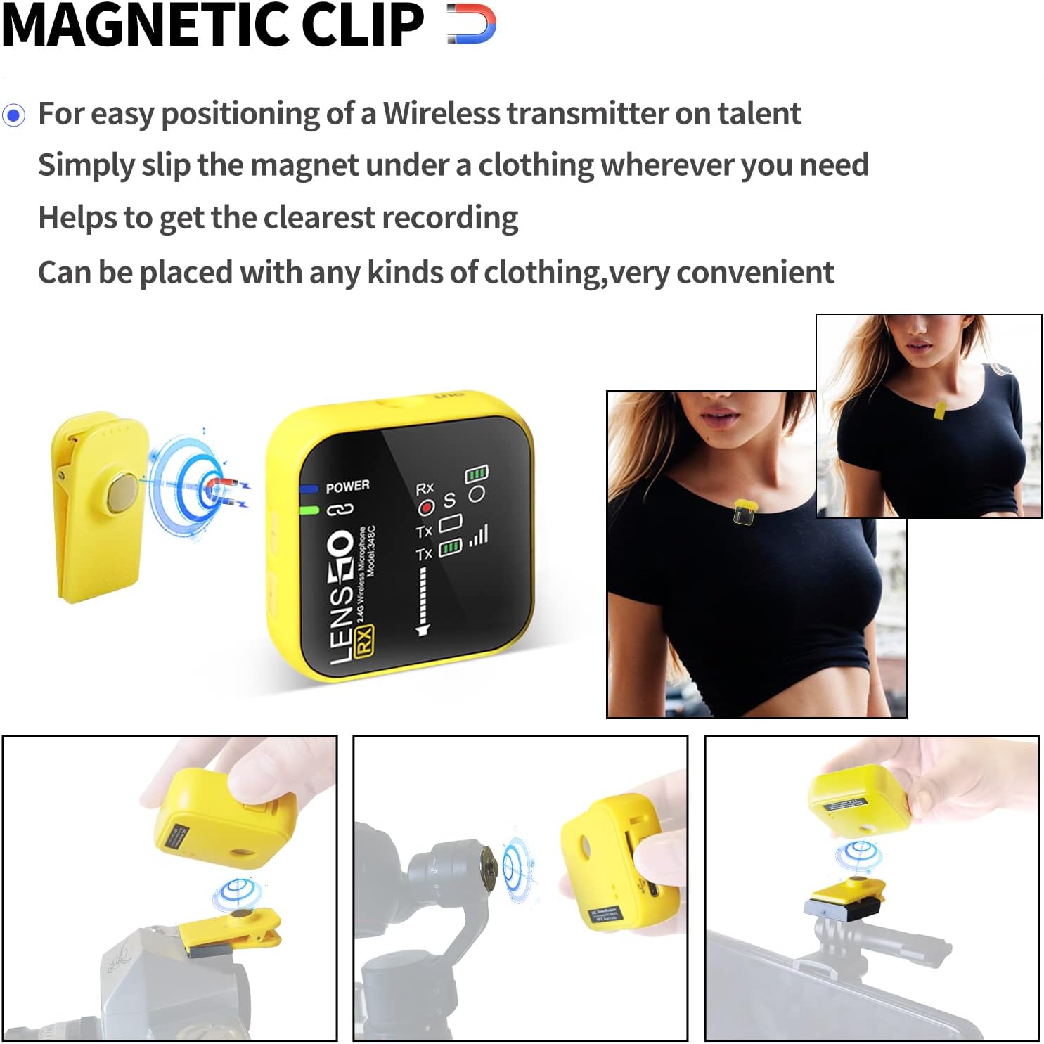 Lensgo 348C - Microfono Lavalier Wireless 2.4G - immagine 5