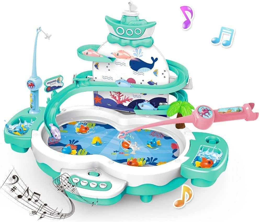 Gioco Musicale di Pesca con 2 Canne e 10 Pesci