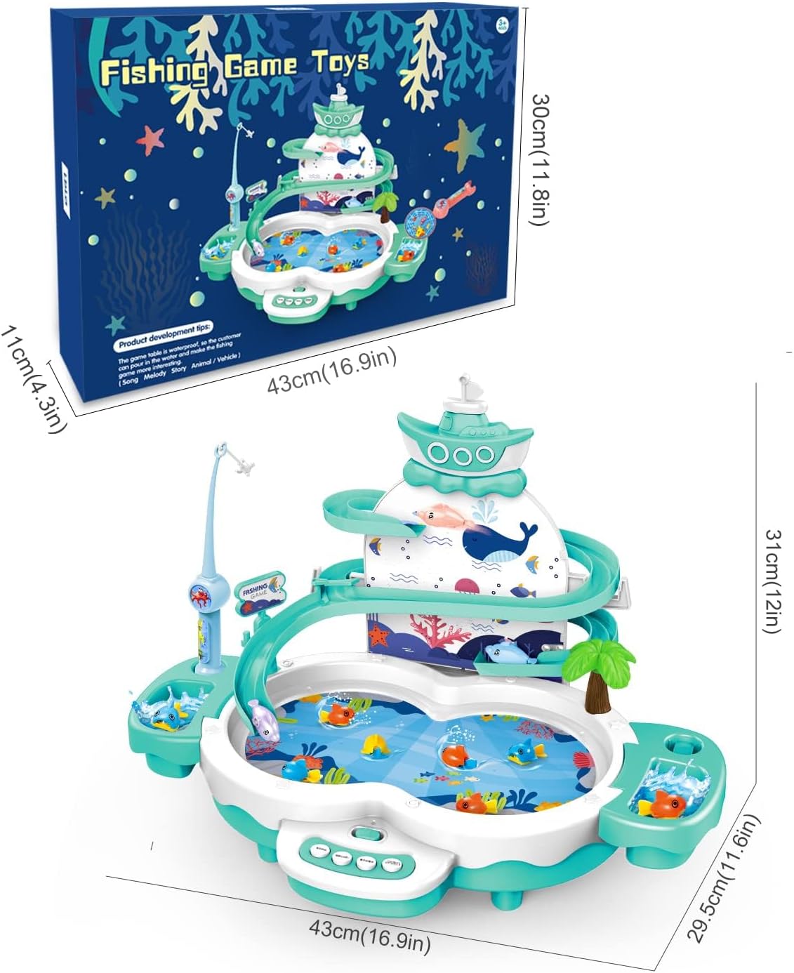 Gioco Musicale di Pesca con 2 Canne e 10 Pesci - immagine 1