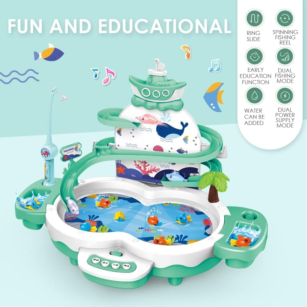 Gioco Musicale di Pesca con 2 Canne e 10 Pesci - immagine 3