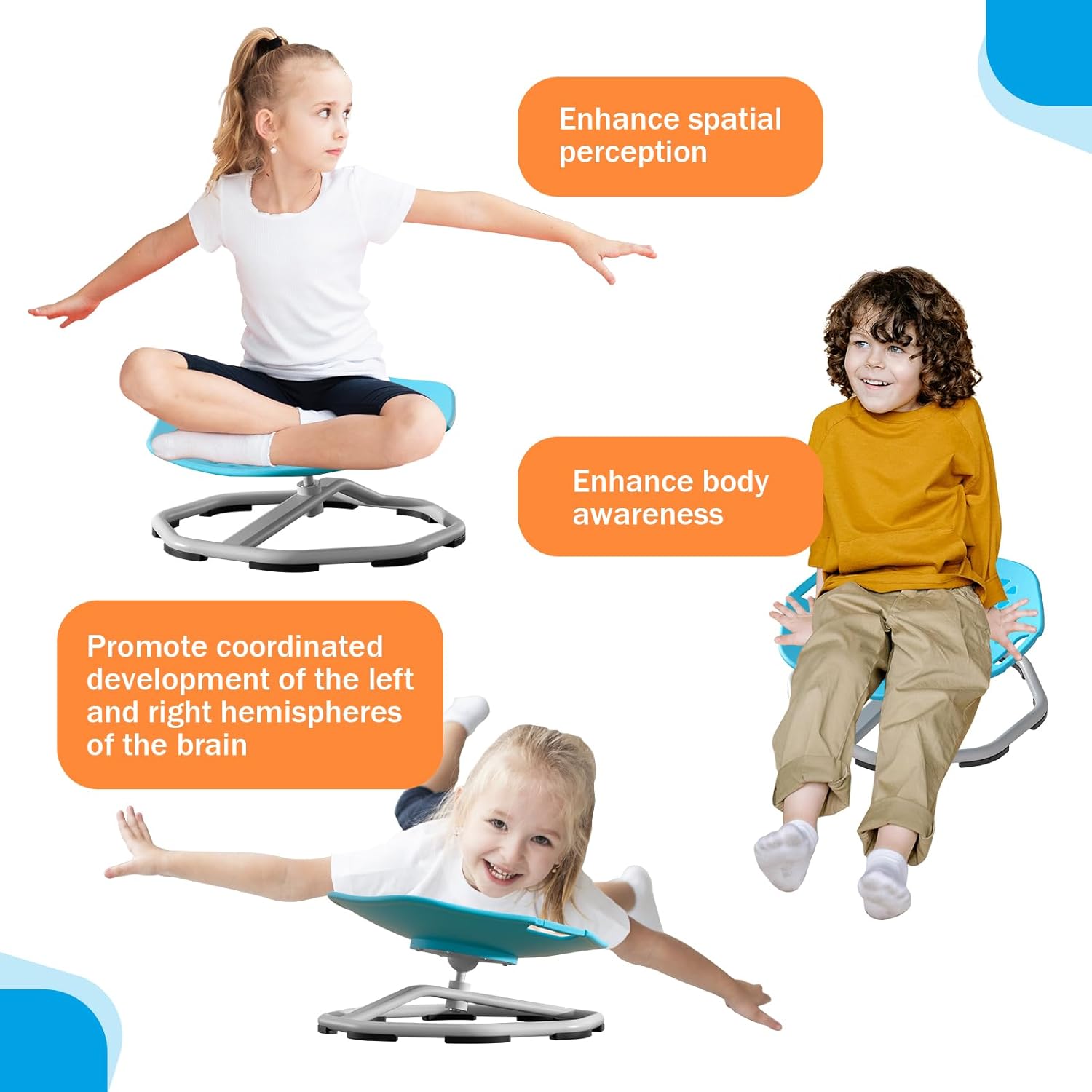 Chidiam Sedia Girevole per Bambini, Blu - immagine 5