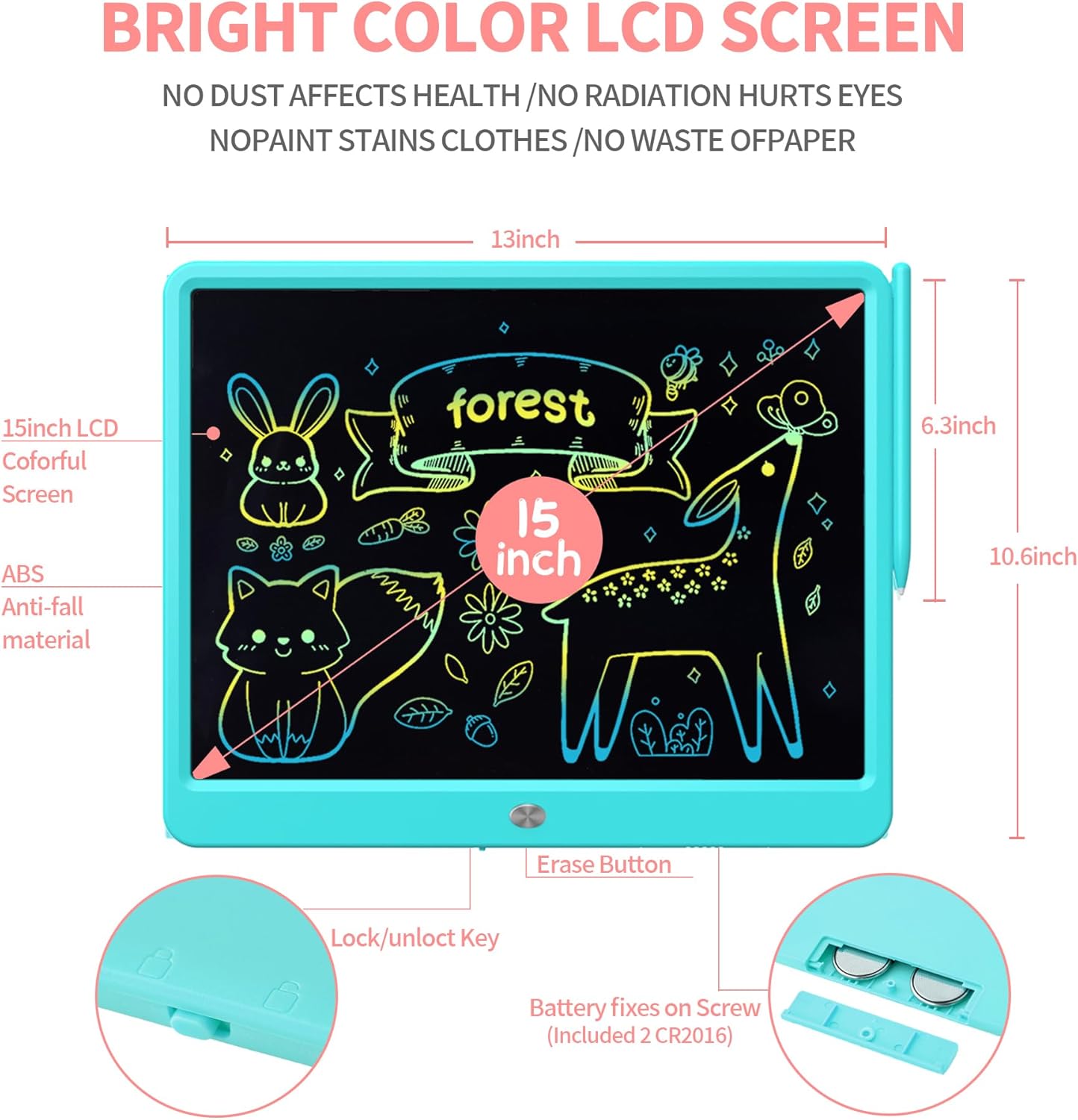 Tavoletta Scrittura LCD 15 Pollici per Bambini - immagine 4