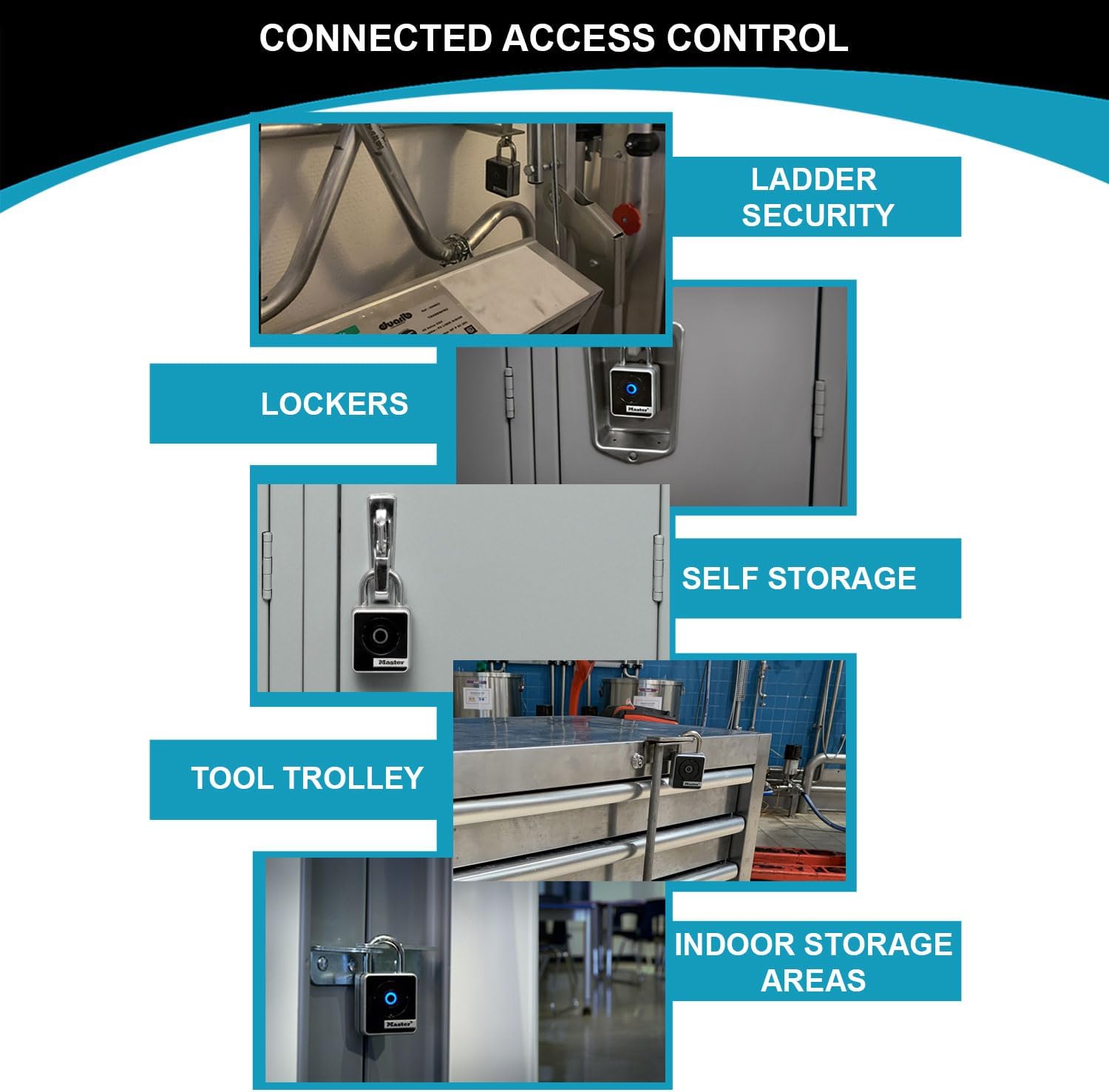 Master Lock 4400EUREC Bluetooth Smart Lucchetto per uso professionale e privato, per interni, accesso Bluetooth con smartphone - immagine 3