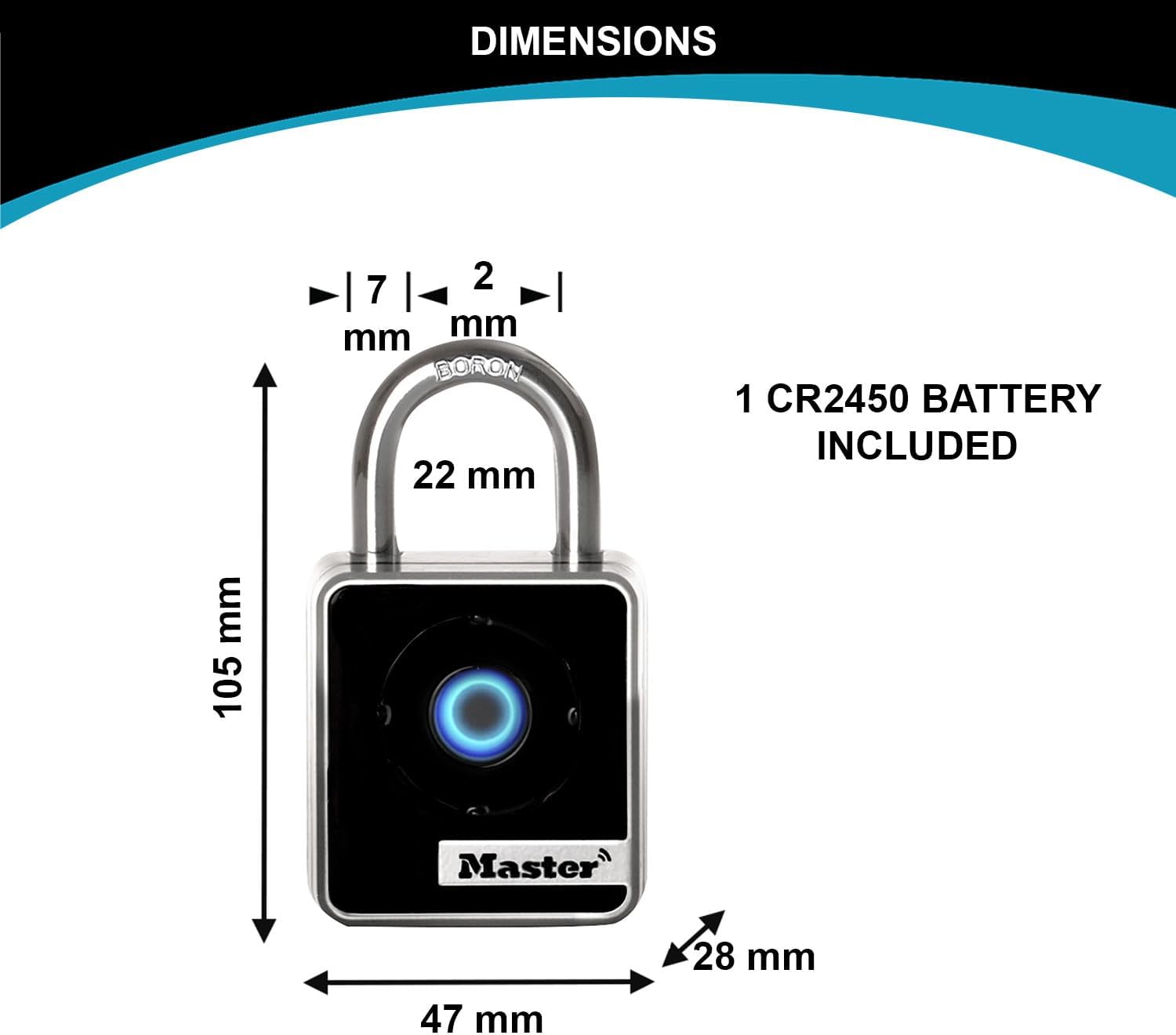 Master Lock 4400EUREC Bluetooth Smart Lucchetto per uso professionale e privato, per interni, accesso Bluetooth con smartphone - immagine 6