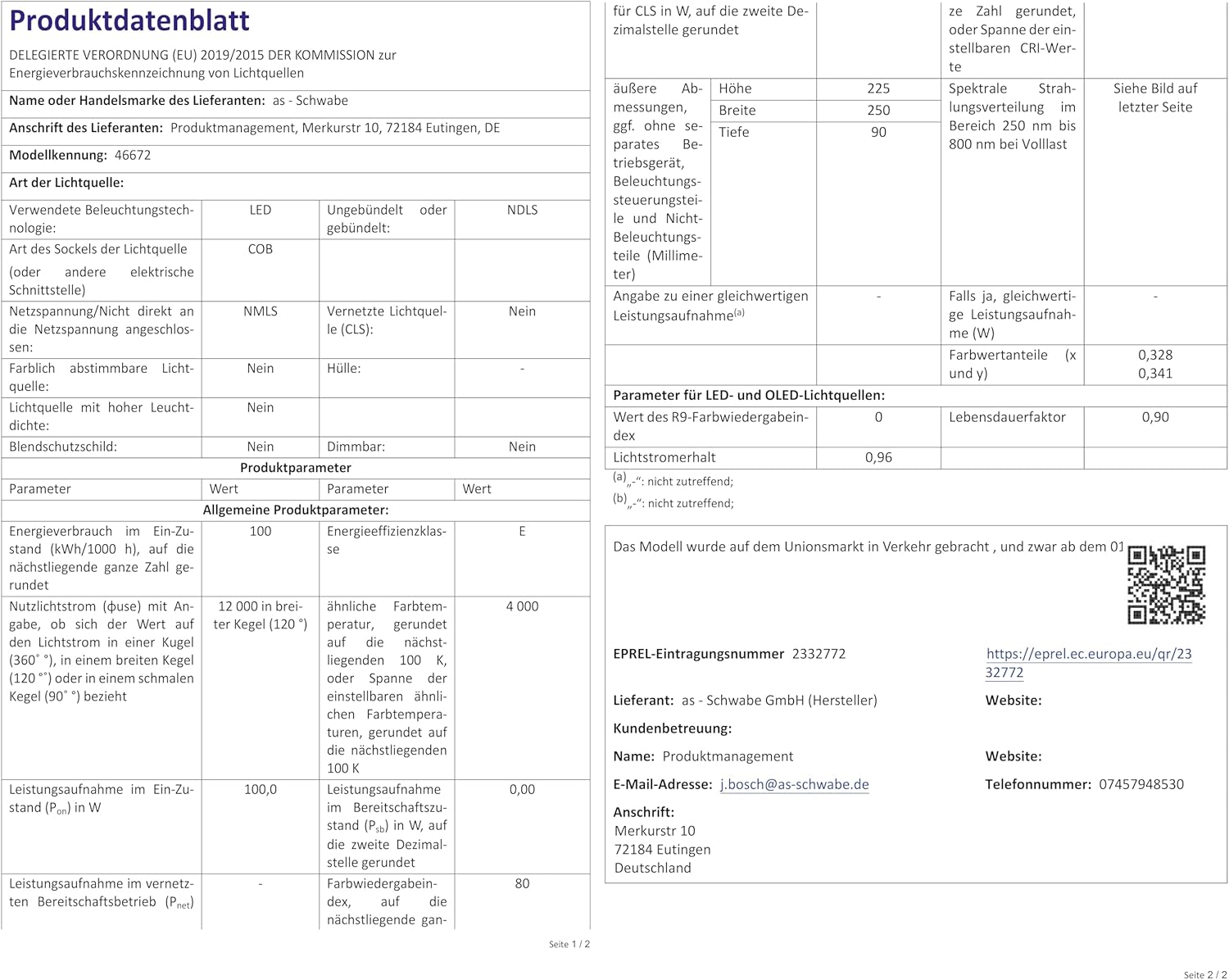 As - Schwabe Optiline 46672 - Faretto LED con Sensore 100W - immagine 5
