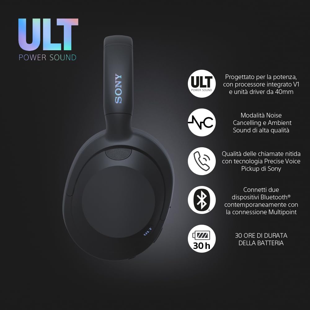 Sony ULT WEAR - Cuffie Wireless Noise Cancelling, Nero - immagine 2