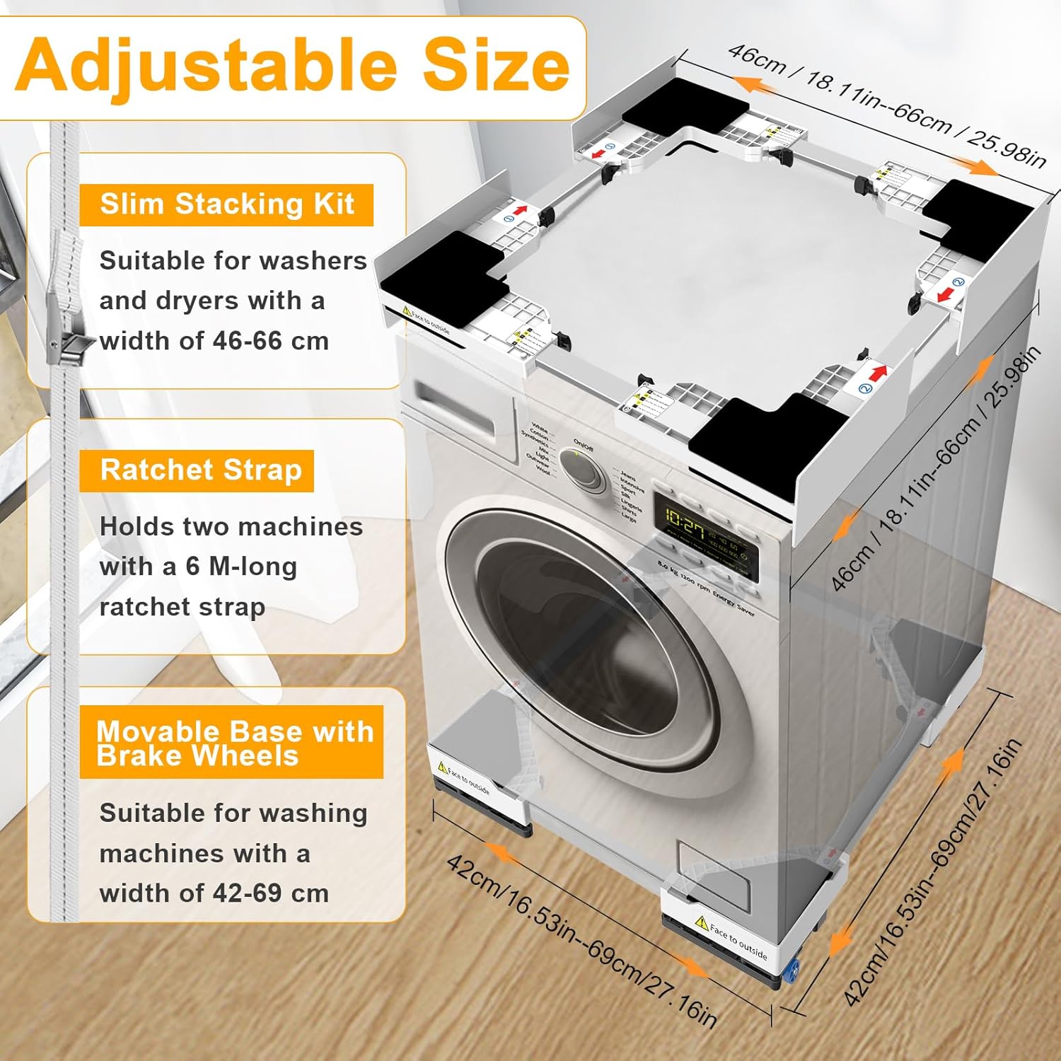 NIUXX Telaio e Base Universale per Lavatrice e Asciugatrice - immagine 3