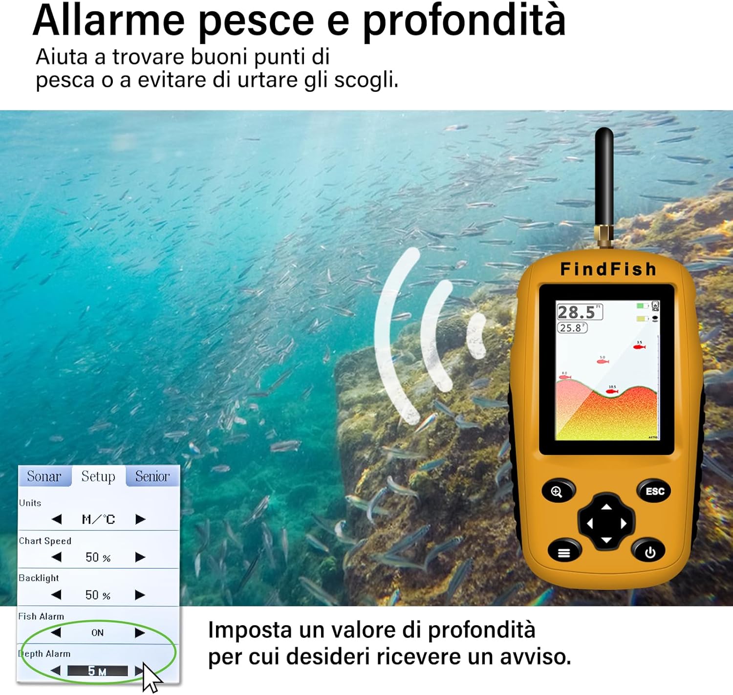 Ecoscandaglio da Pesca Portatile con Sensore Sonar - immagine 4