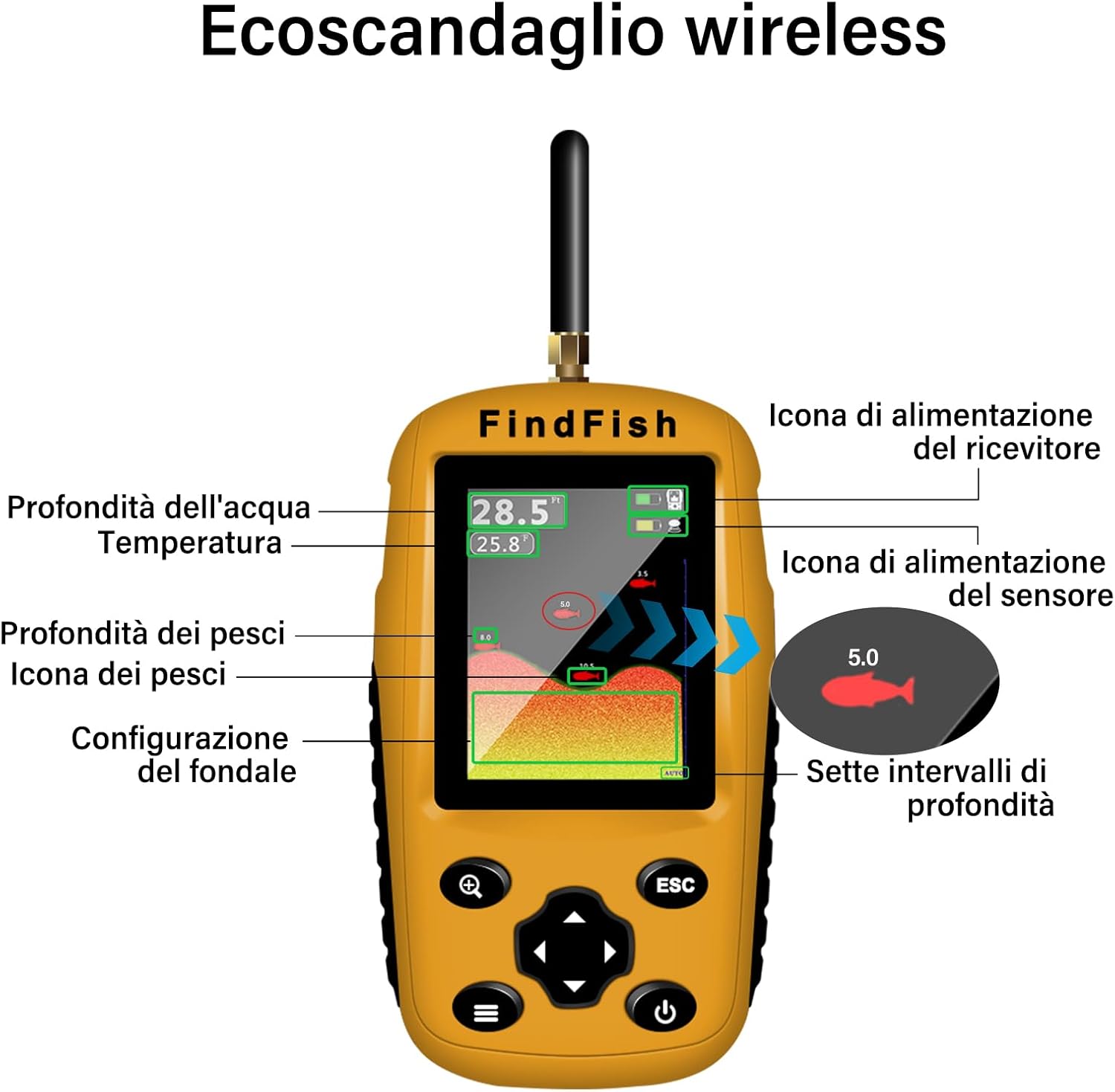 Ecoscandaglio da Pesca Portatile con Sensore Sonar - immagine 7
