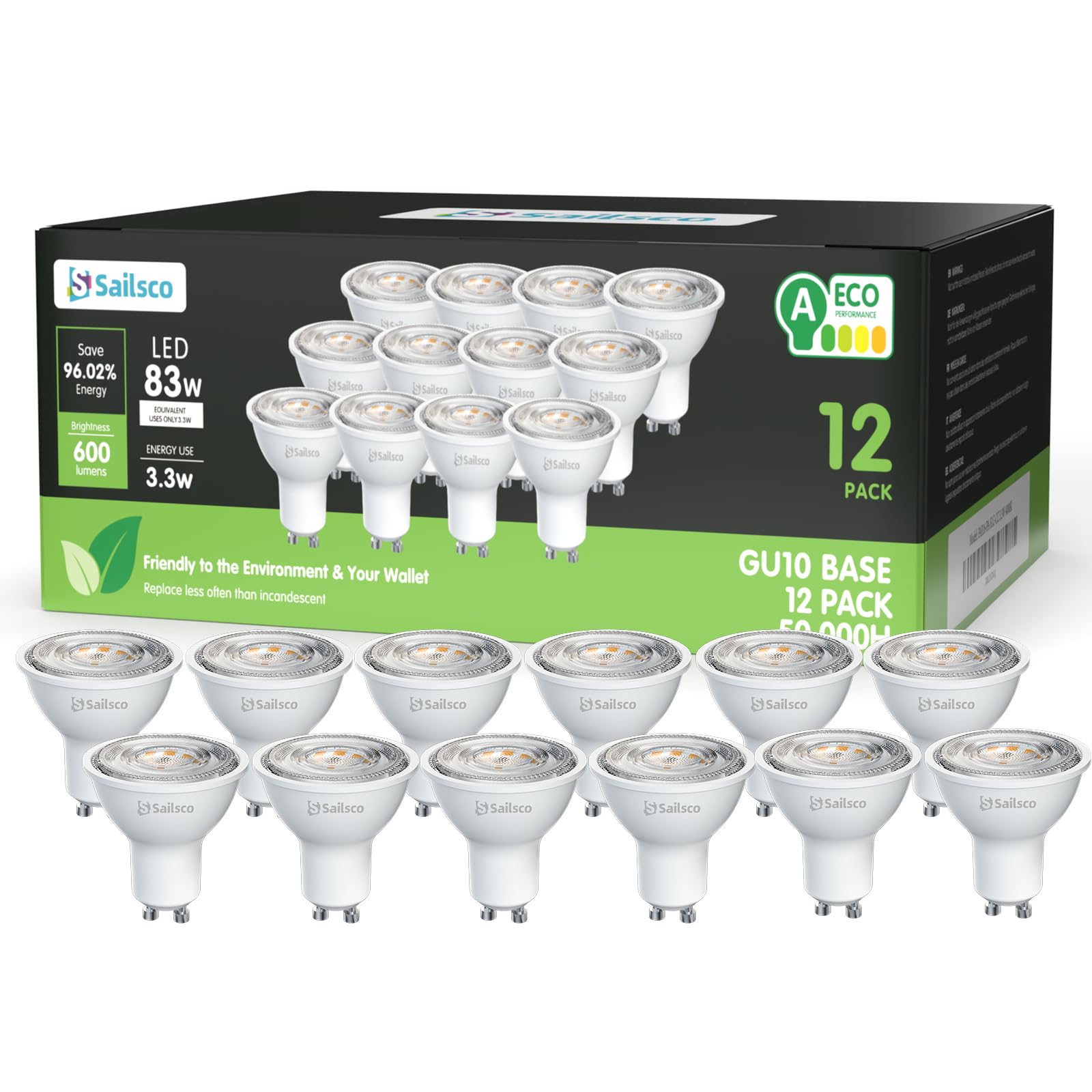 Sailsco Lampadine GU10 LED Spot 3.3W 4000K Bianco Neutro