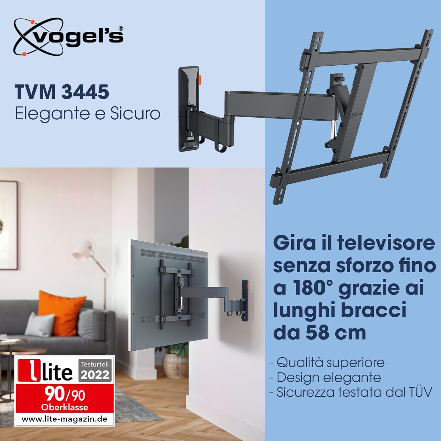 Vogel’s TVM 3445 - Supporto TV Girevole 32-65" 25kg - immagine 2