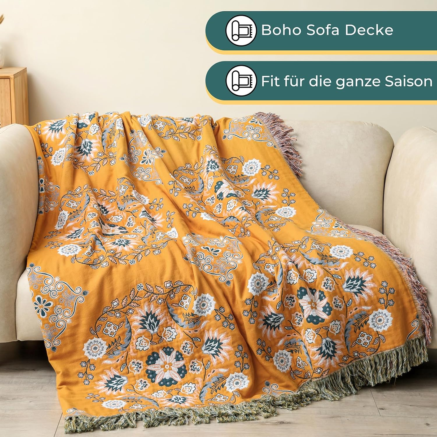 Coperta 100% Cotone 230x250cm Reversibile - immagine 6