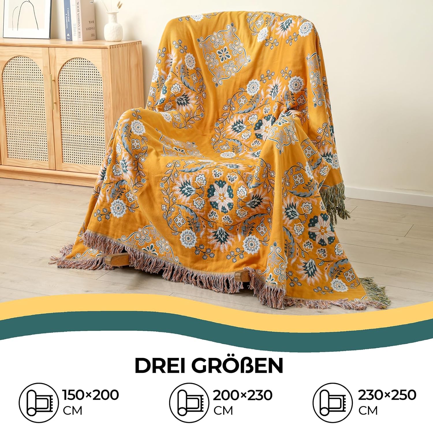 Coperta 100% Cotone 230x250cm Reversibile - immagine 7