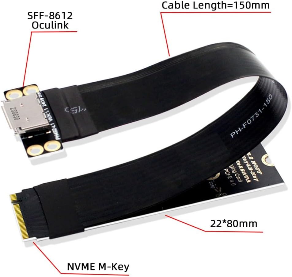 chenyang Oculink SFF-8612 a PCI-E 4.0 NVME M.2 M-Key Host Ribbon Flex ...