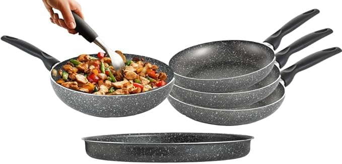 Rollitpop Set 5 Pezzi - Padelle Antiaderenti Effetto Pietra