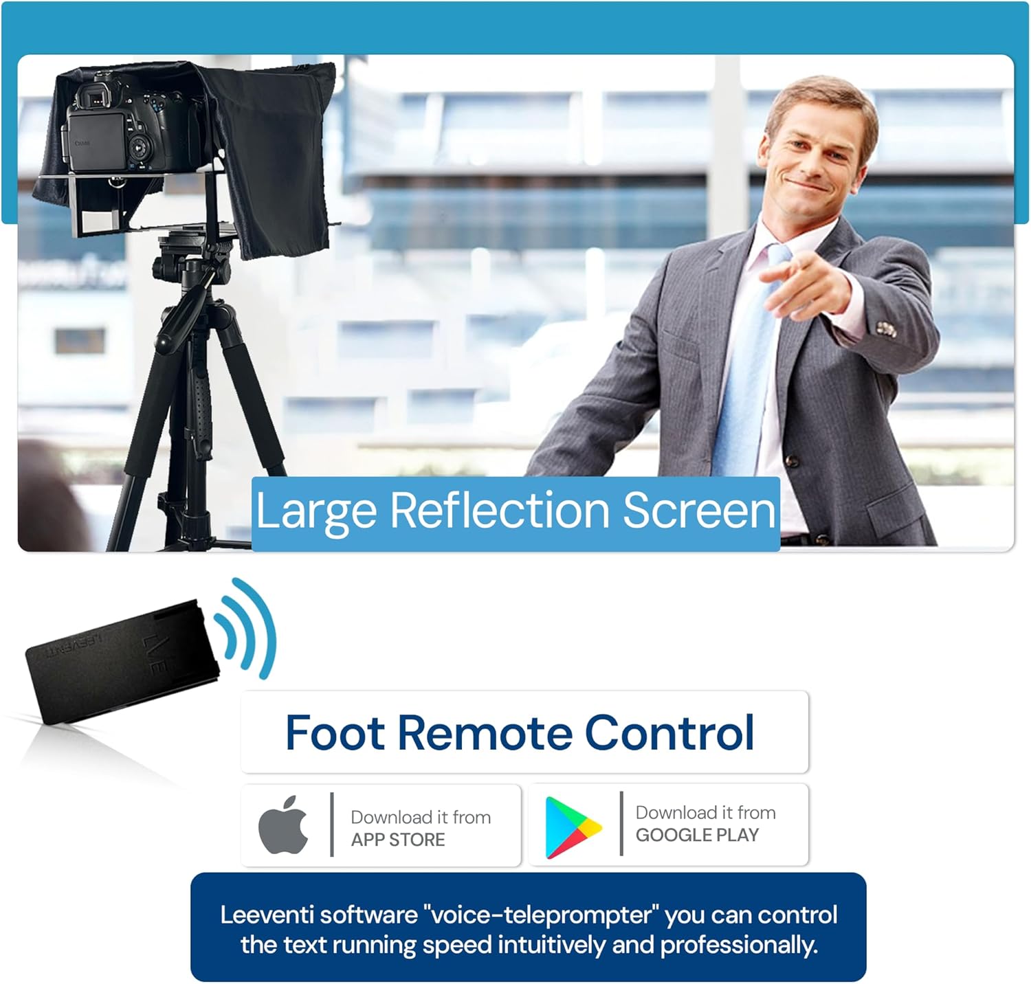 Leeventi Teleprompter per Ipad, Tablet, Smartphone e DSLR - immagine 5