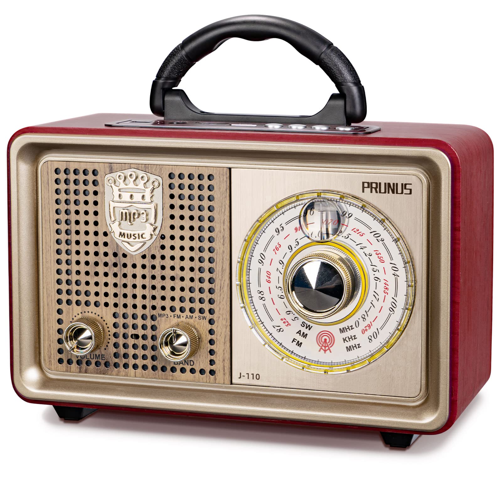 Prunus J-110 Radio Portatile Vintage FM AM SW, Argento