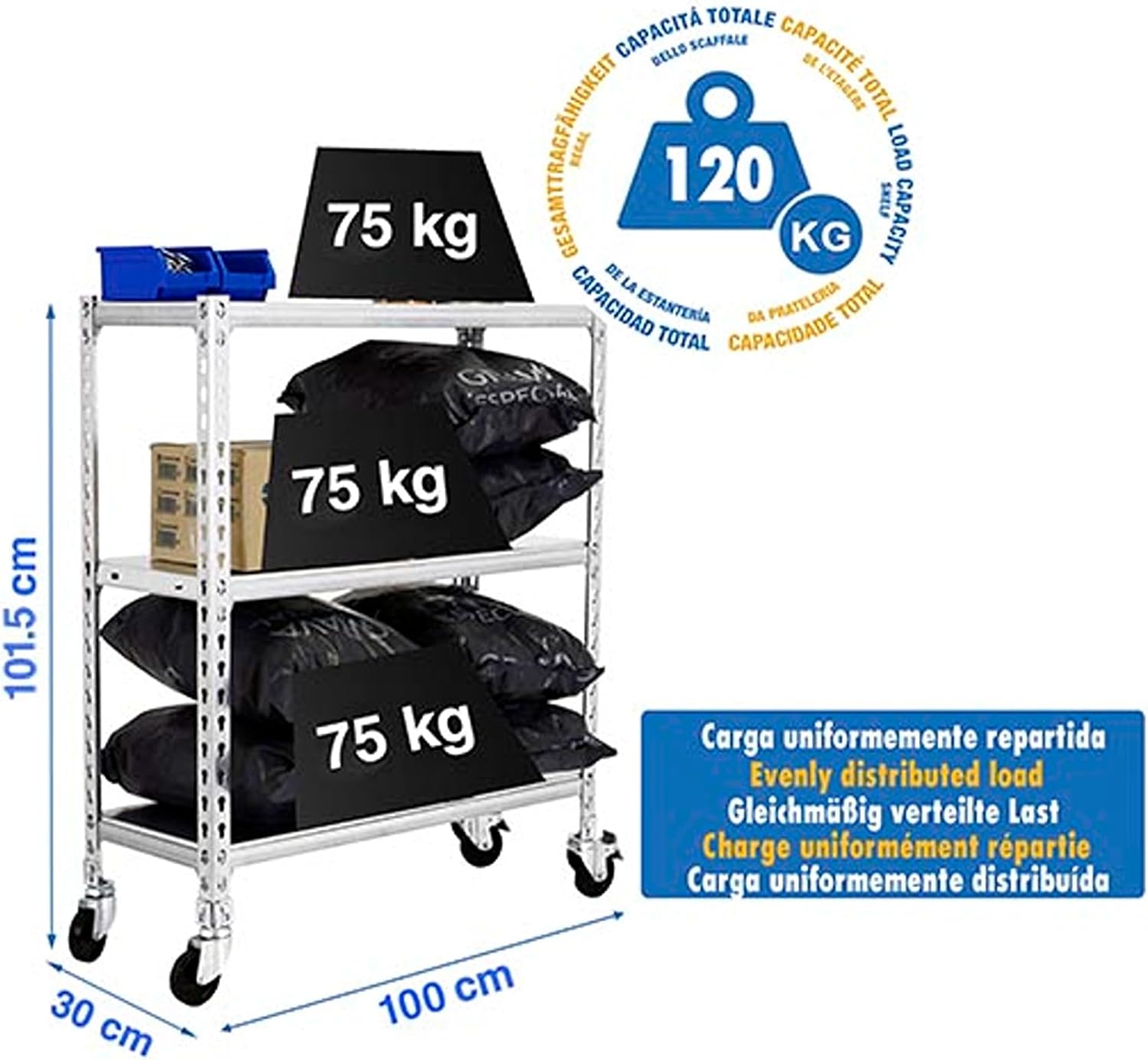Simon Rack Scaffale Metallo Garage 3 Ripiani 975x1000x300 mm - immagine 2