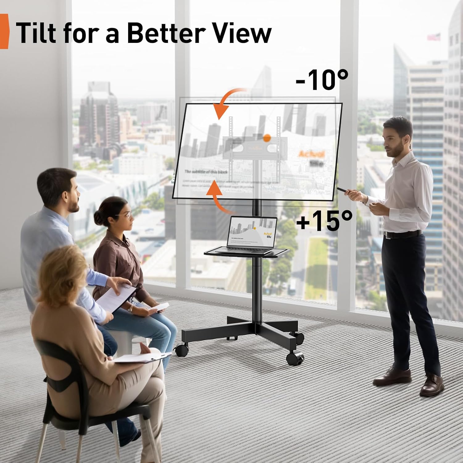 Perlegear Supporto TV da Pavimento con Ruote 23-60 Pollici - immagine 3