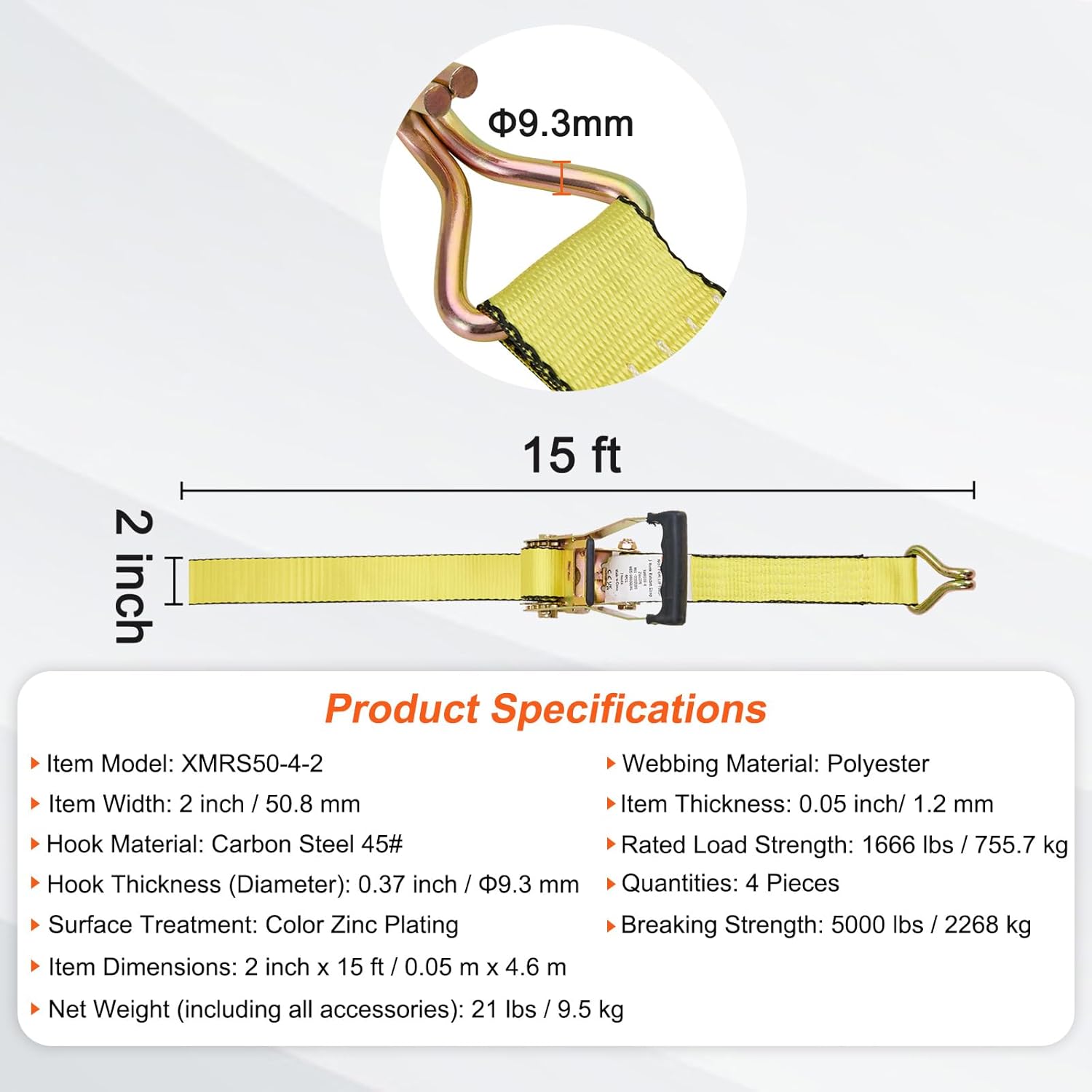 Vevor Kit Cinghie a Cricchetto Ancoraggio 4 Pezzi - immagine 7