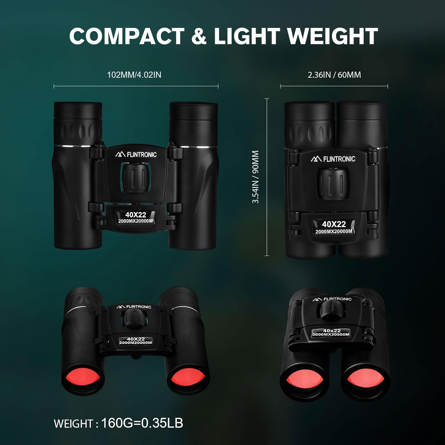 Flintronic Mini Binocolo 40x22 HD, Impermeabile - immagine 2