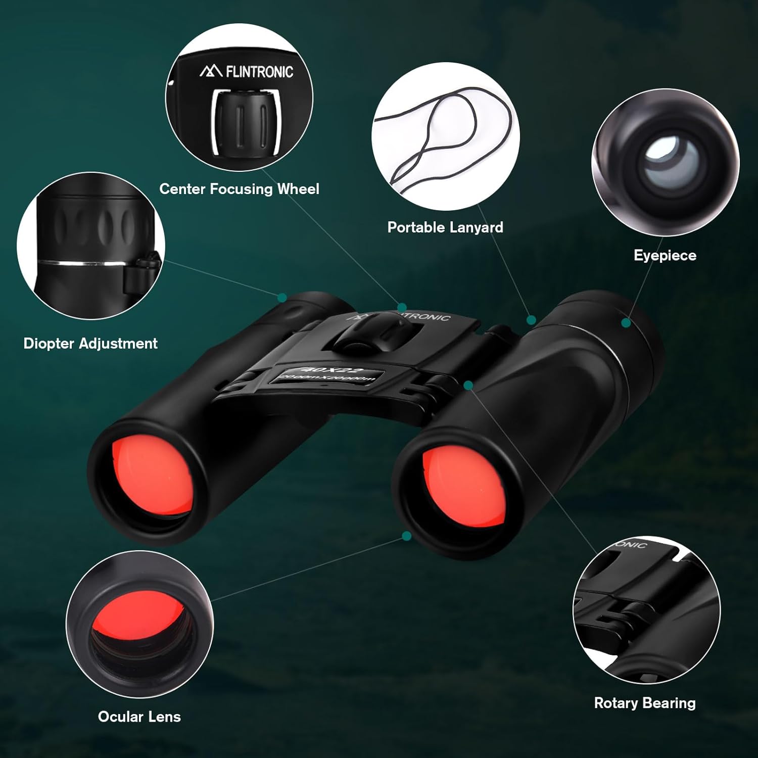 Flintronic Mini Binocolo 40x22 HD, Impermeabile - immagine 3