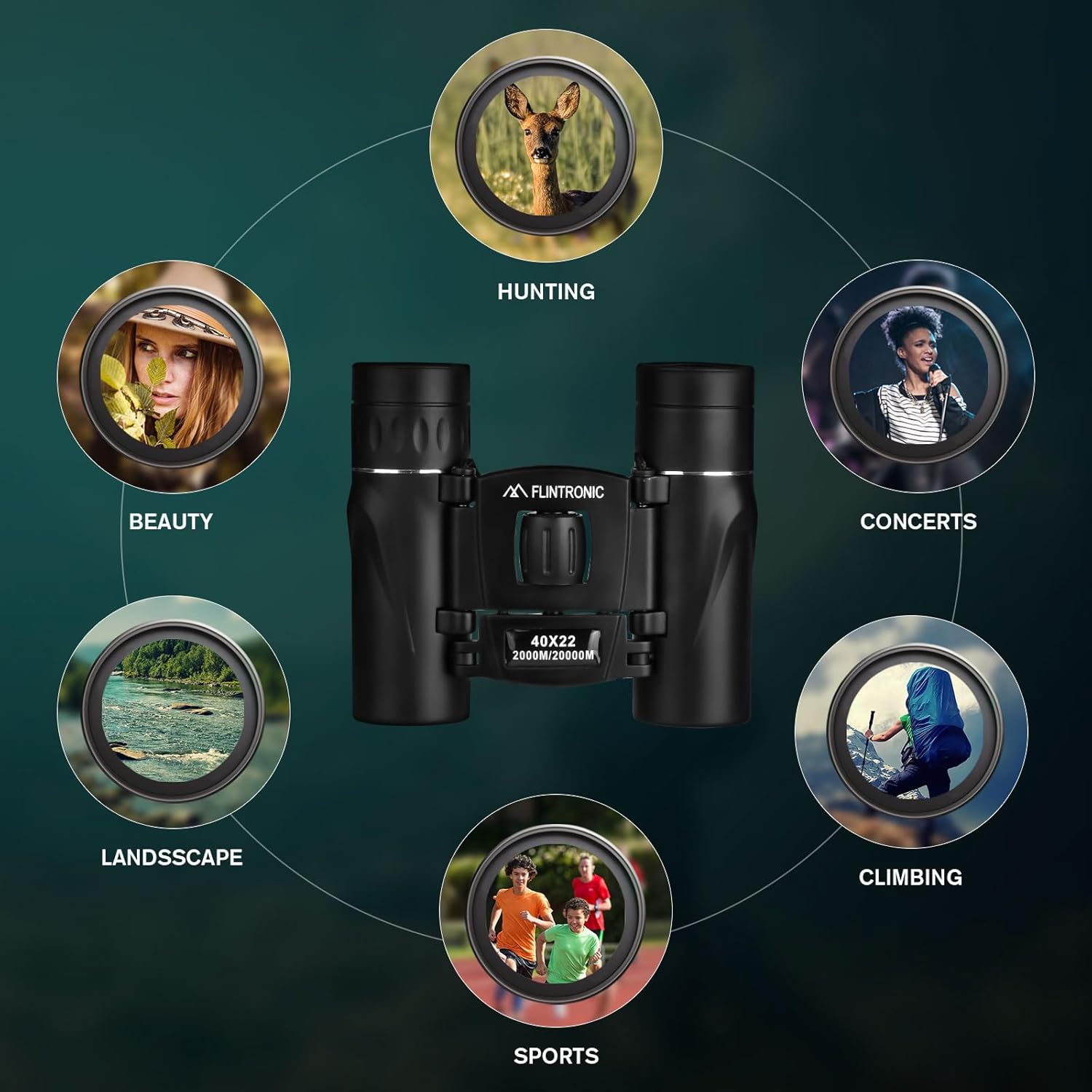 Flintronic Mini Binocolo 40x22 HD, Impermeabile - immagine 4