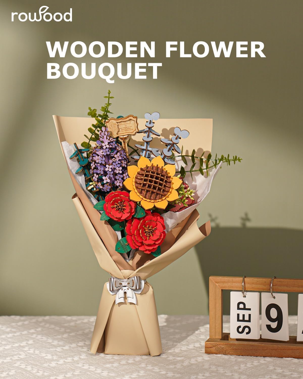 Rowood Puzzle 3D Fai da Te Fiore in Legno - immagine 2