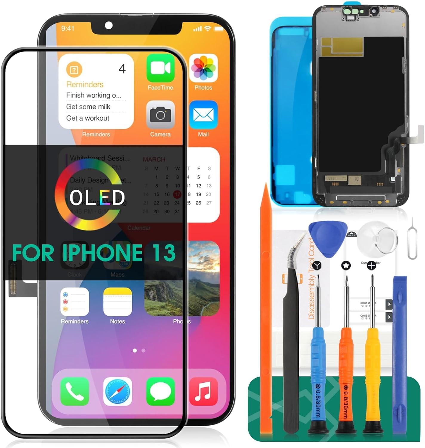 Schermo Tattile OLED Ricambio per iPhone 13, Nero