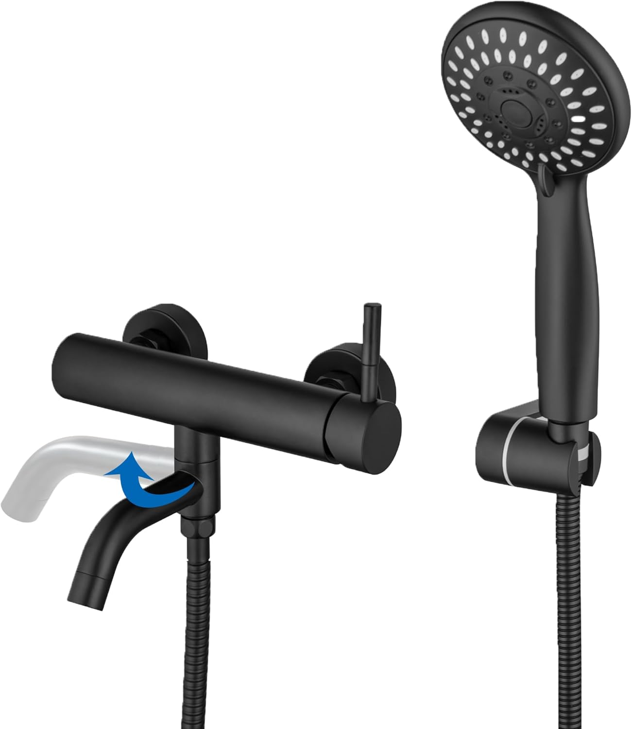 Baitujie Rubinetti Vasca a Parete Neri con Doccetta