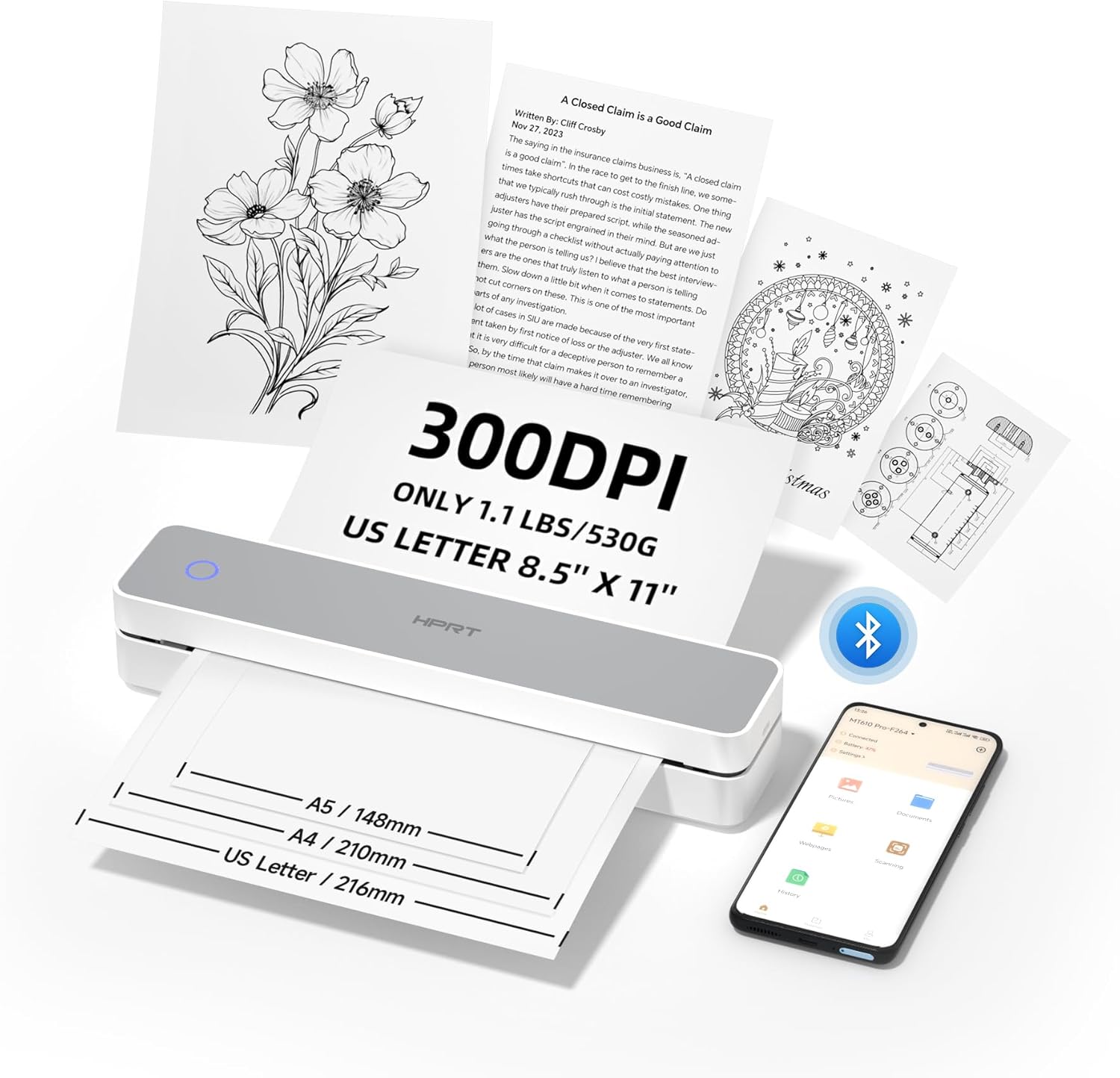 Hprt Stampante Termica Portatile Wireless A4 300 DPI - immagine 1