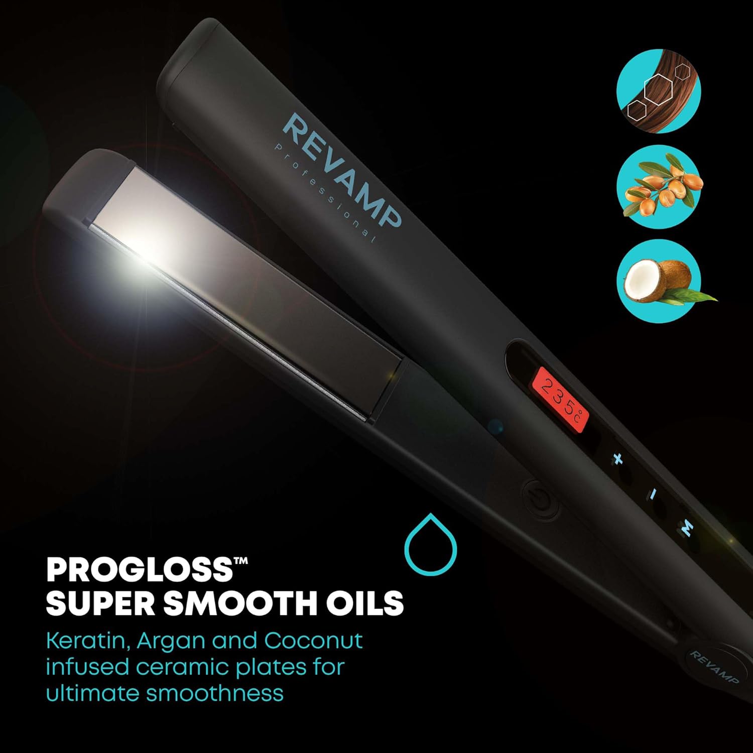REVAMP Progloss Touch Digital - Piastra Capelli Professionale, Nero - immagine 3