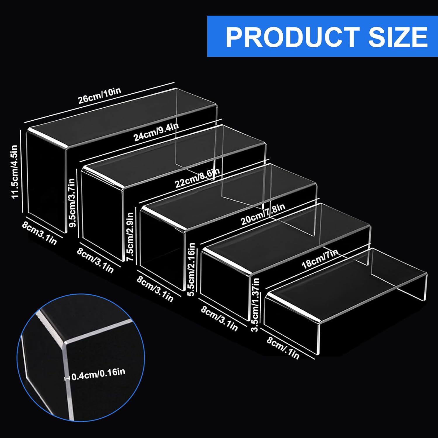 Espositore Acrilico Trasparente 5 Livelli - 5 Pezzi - immagine 2