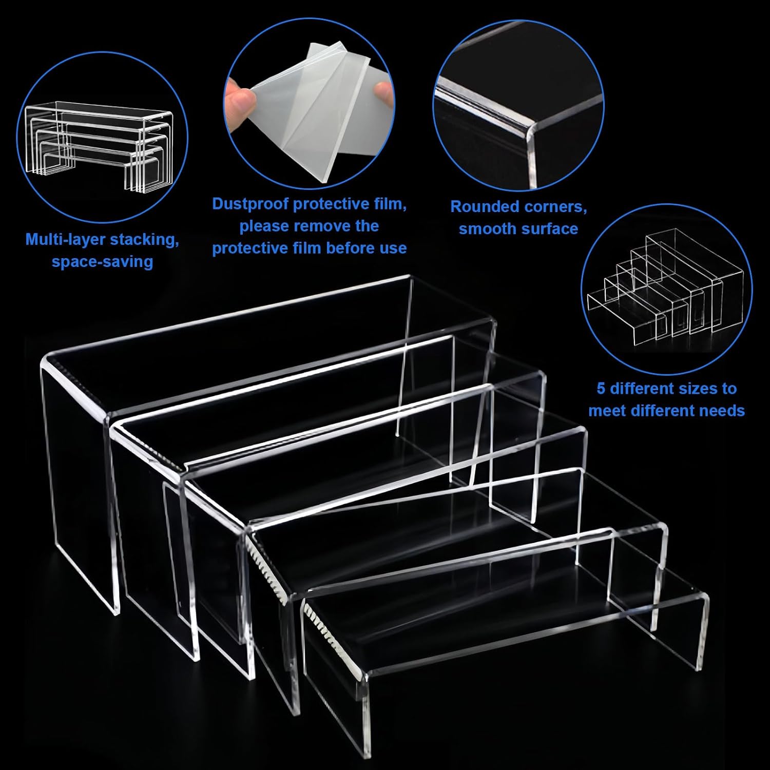 Espositore Acrilico Trasparente 5 Livelli - 5 Pezzi - immagine 3