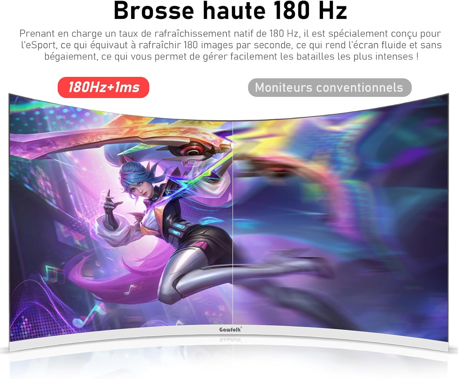 Monitor PC Curvo 27 pollici 180 Hz FHD 1080p, Bianco - immagine 2