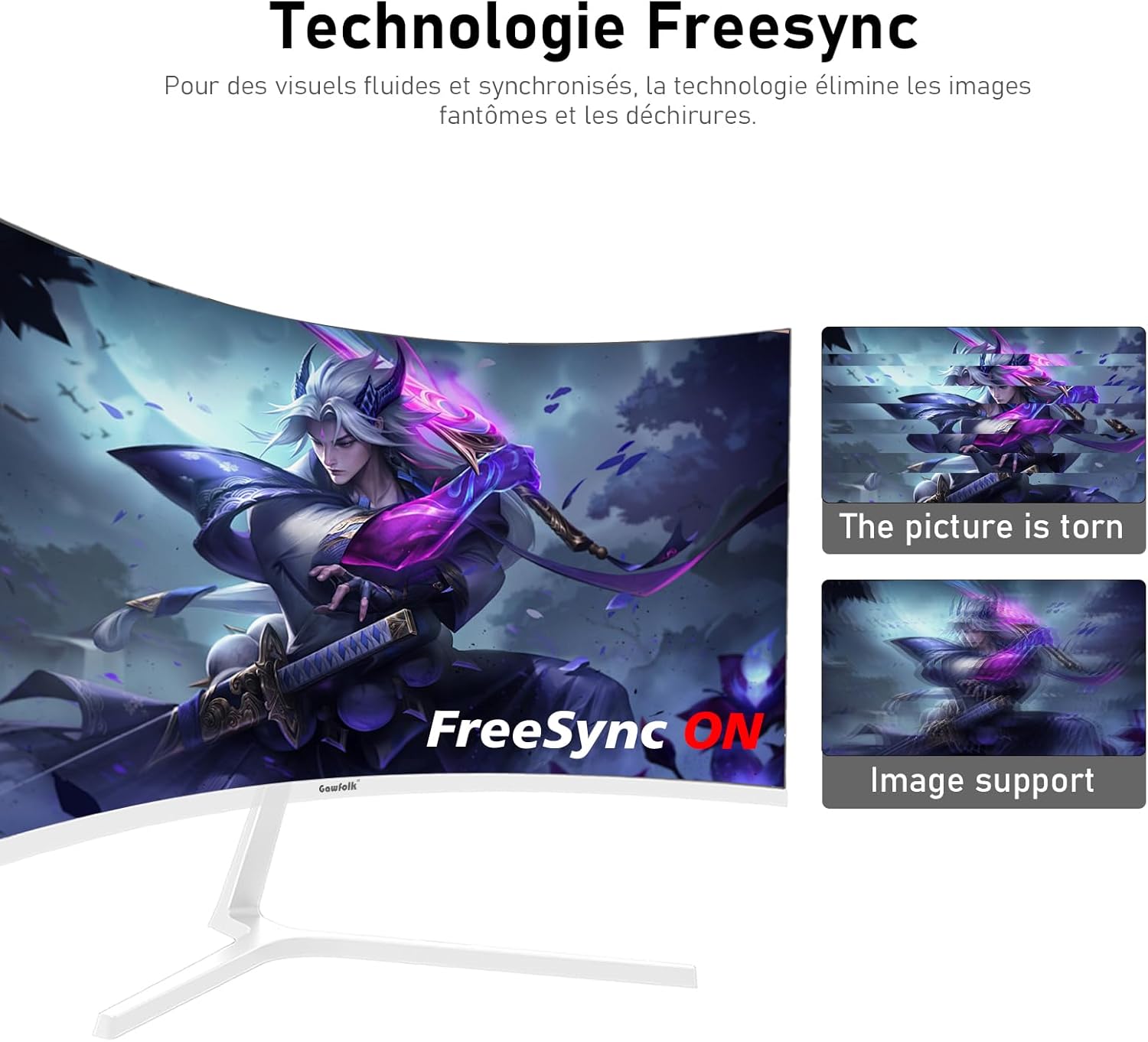 Monitor PC Curvo 27 pollici 180 Hz FHD 1080p, Bianco - immagine 3