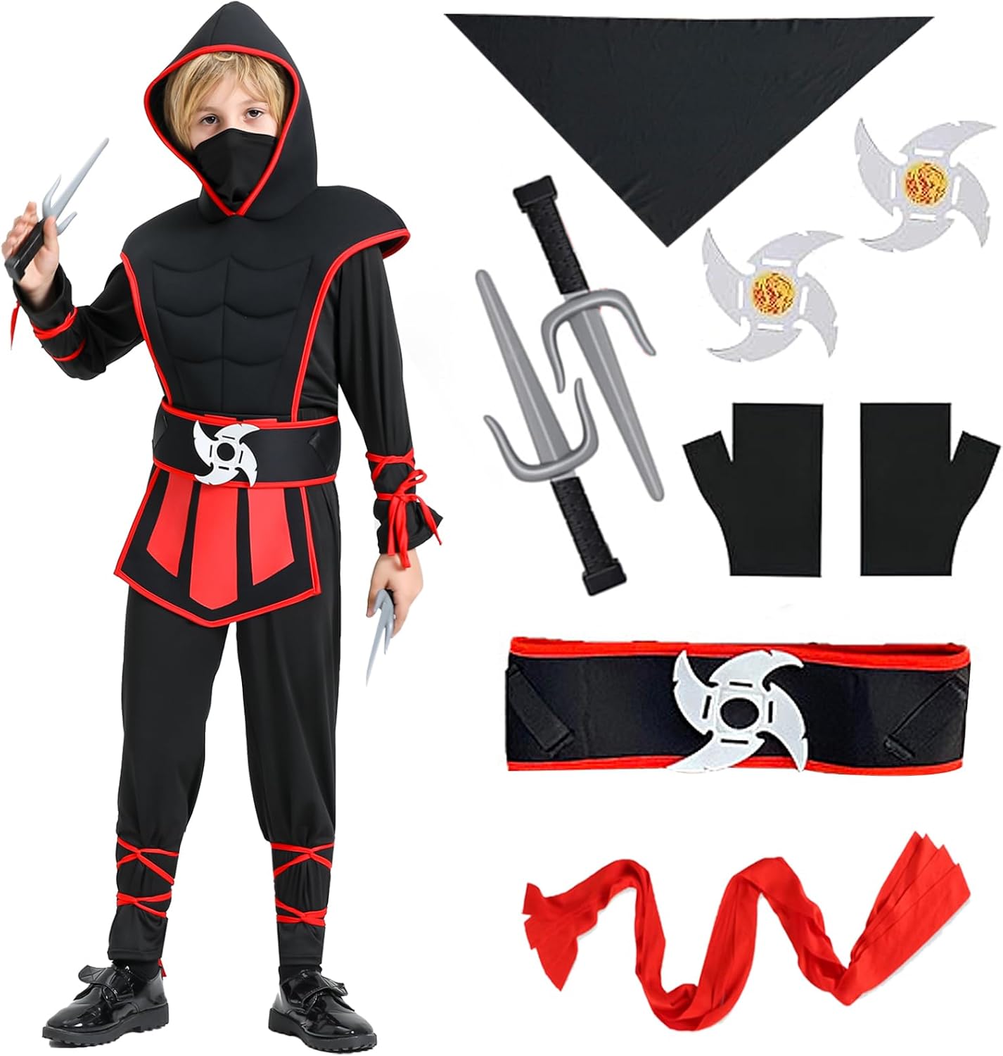 Set Costume Ninja per Bambini con Accessori - immagine 1