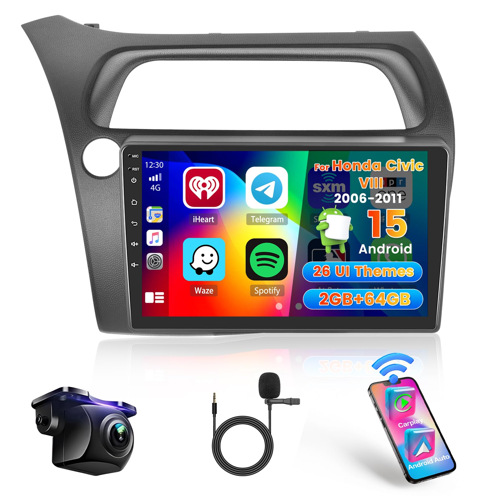 Hikity Stereo Auto 2+64G per Honda Civic VIII (2006-2011)