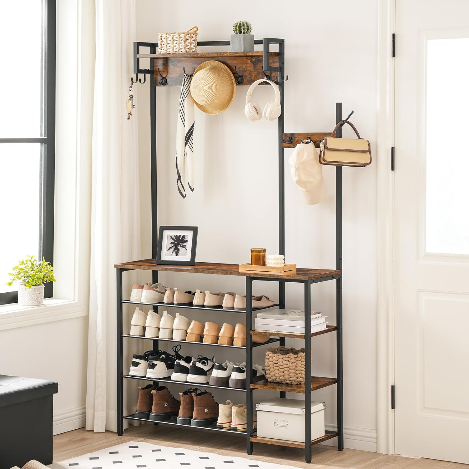 Hoobro Stand Appendiabiti con Scarpiera 5 Ripiani - immagine 2