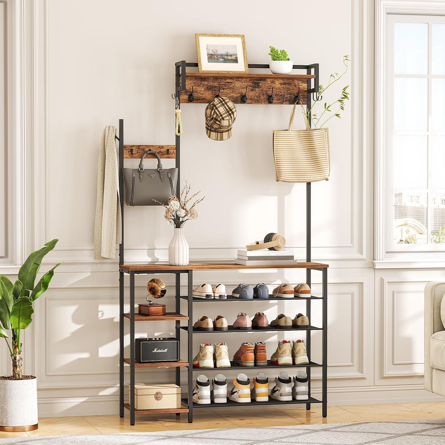 Hoobro Stand Appendiabiti con Scarpiera 5 Ripiani - immagine 5