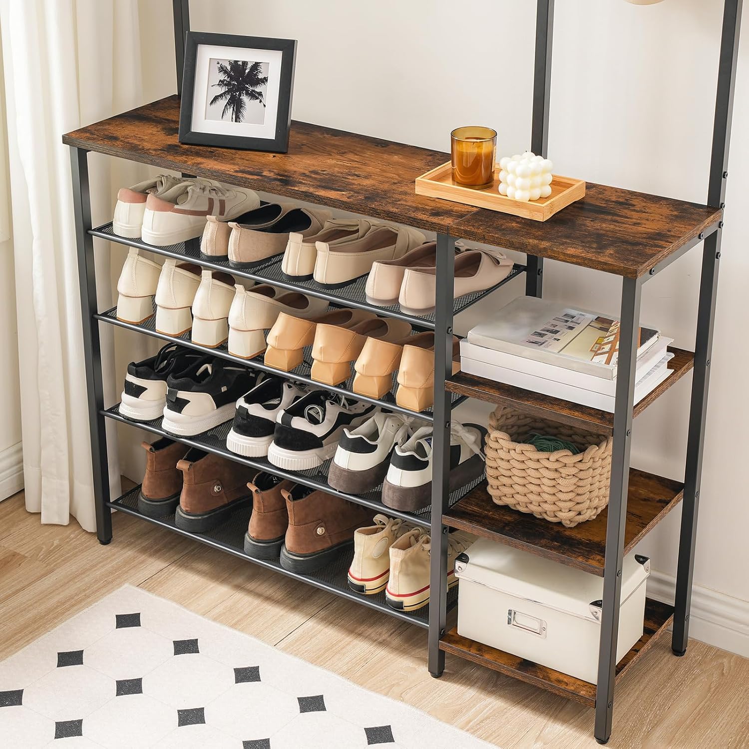 Hoobro Stand Appendiabiti con Scarpiera 5 Ripiani - immagine 8