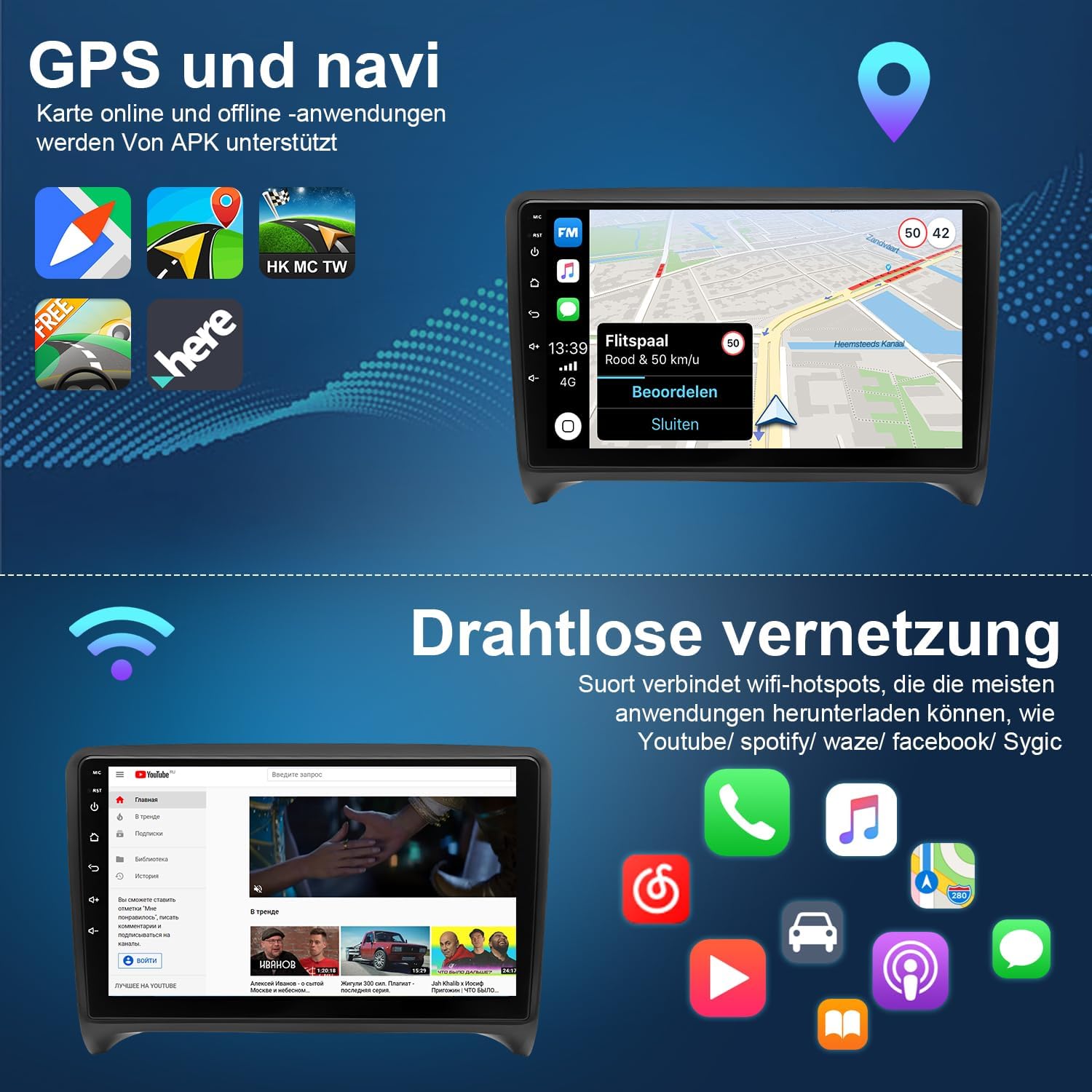 Autoradio Android 14 9" per Audi TT MK2 (2006-2014) - immagine 4