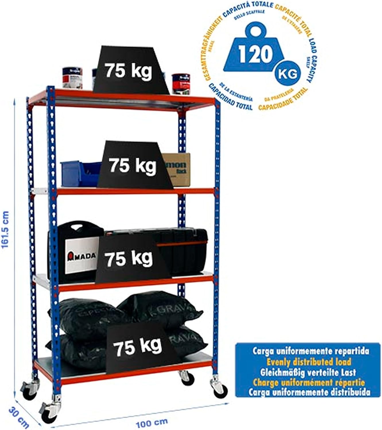 Simon Rack Scaffale Metallo Garage 4 Ripiani 1575x1000x300mm - immagine 2