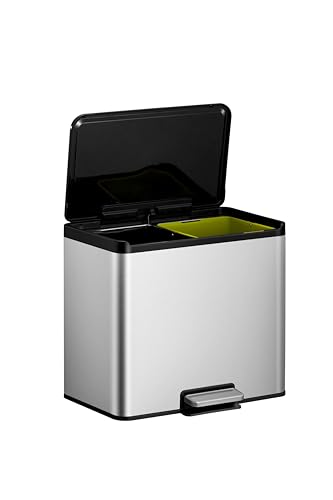 Eko Pattumiera Essenziale 15L + 15L Acciaio Inox