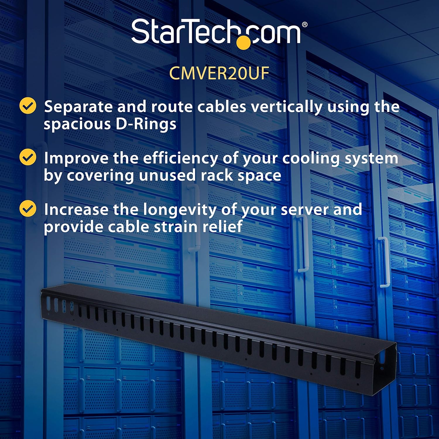 Startech.com Pannello Gestione Cavi Verticale 20U - immagine 3