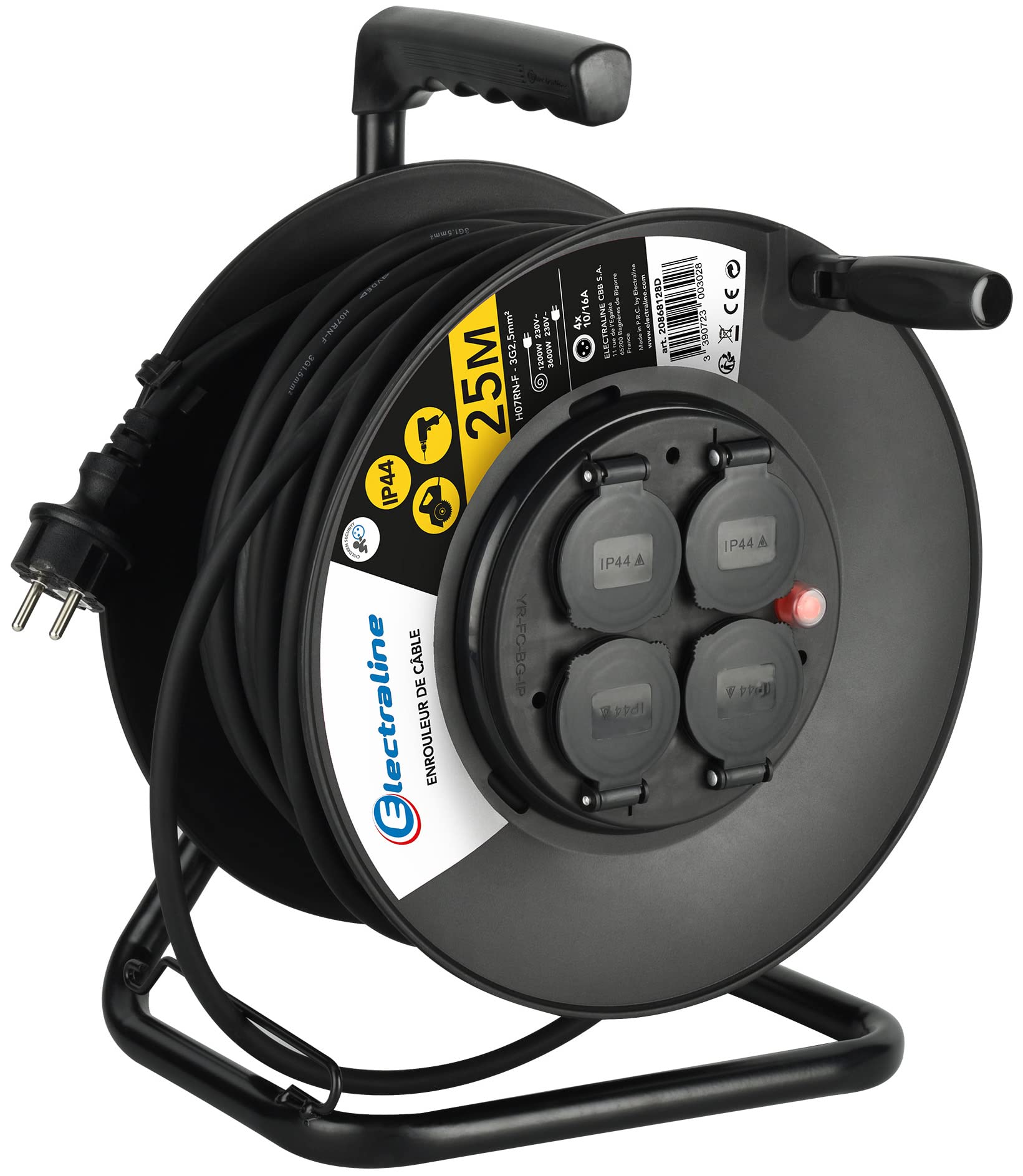 Electraline 20868128d Serie avvolgicavo 25 m Nero