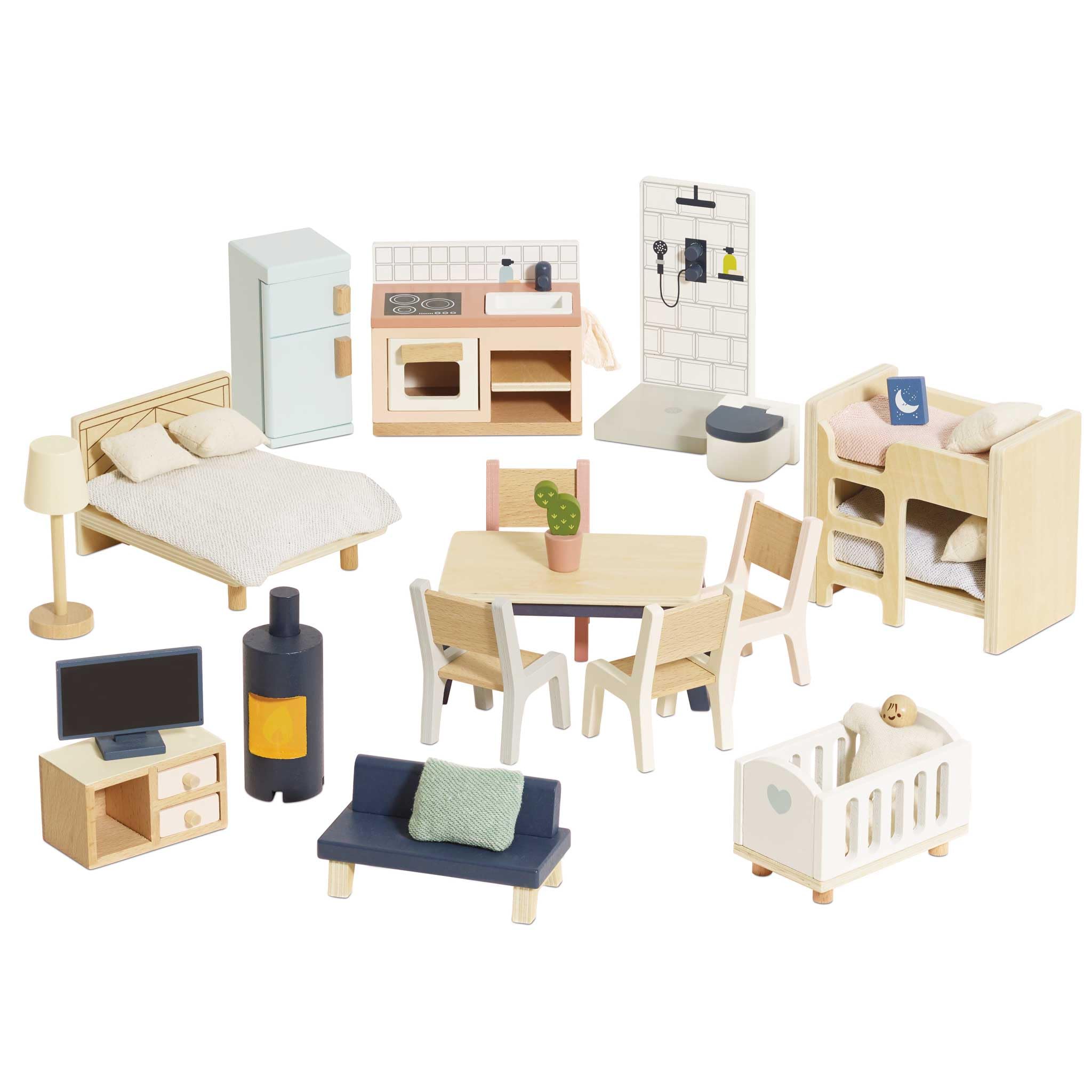 Le Toy Van - Wooden Dolls House Full Starter Furniture Set