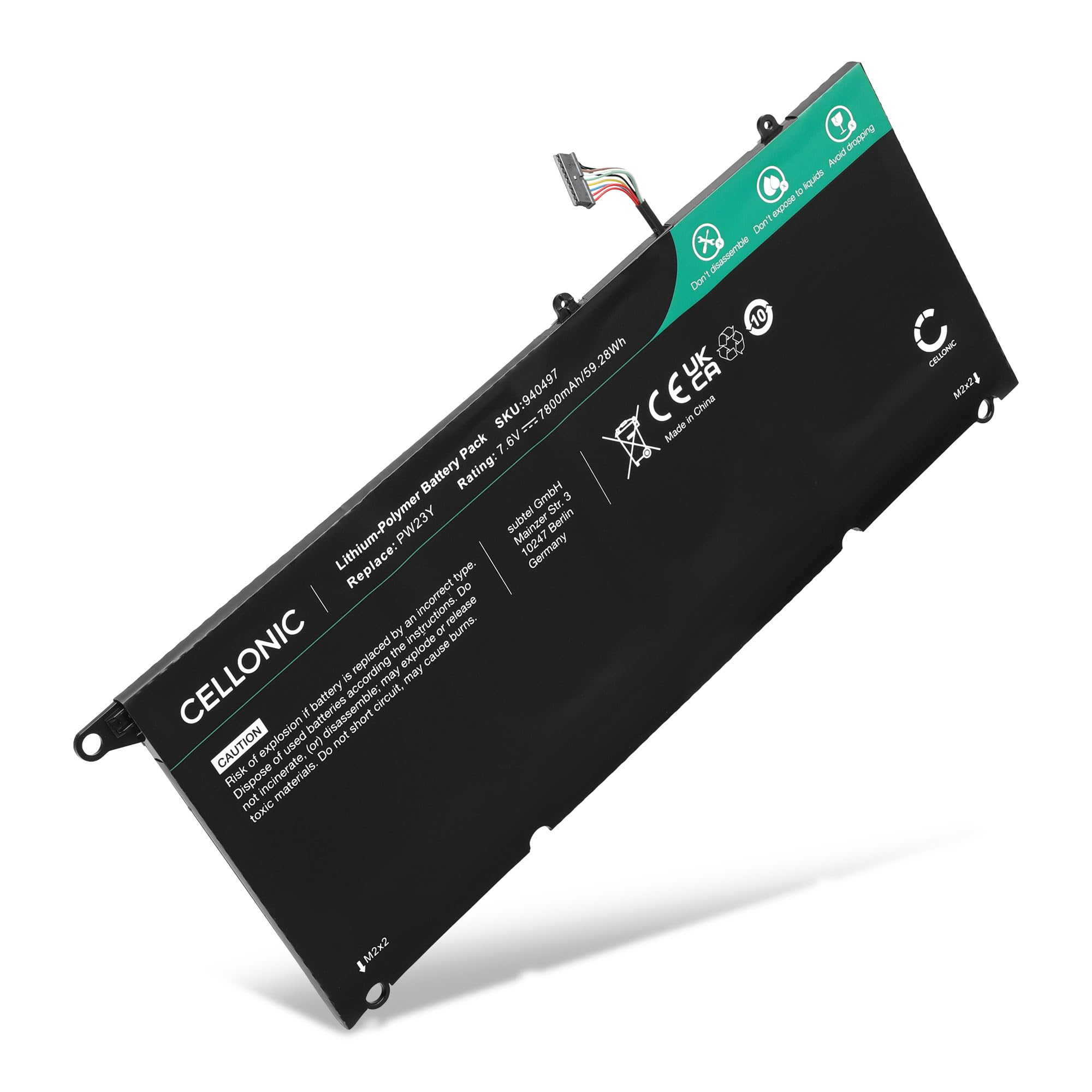 Cellonic Batteria compatibile Dell XPS13 9360 (7800mAh)