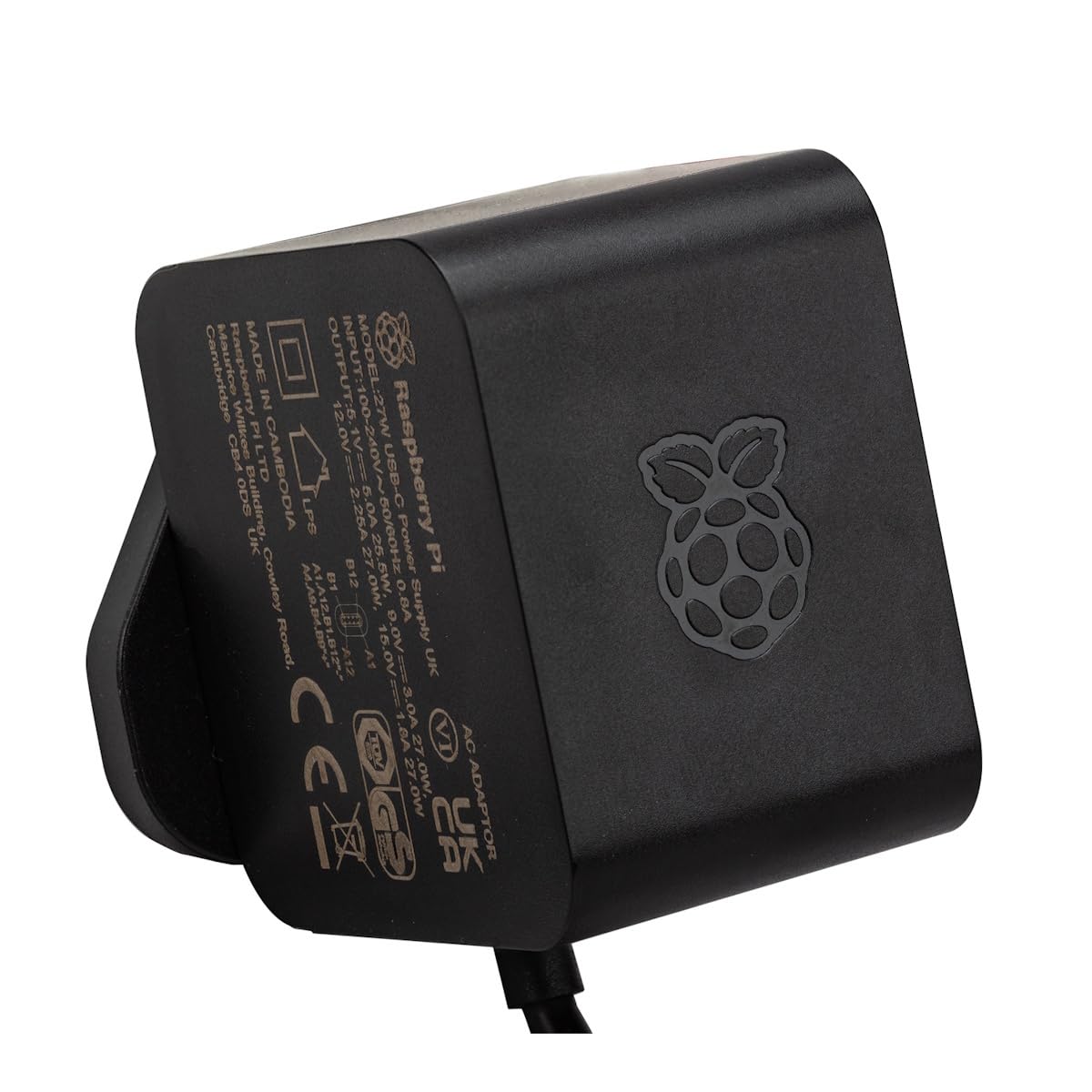 Raspberry Pi 5 - Alimentatore Ufficiale USB-C 27W, Nero