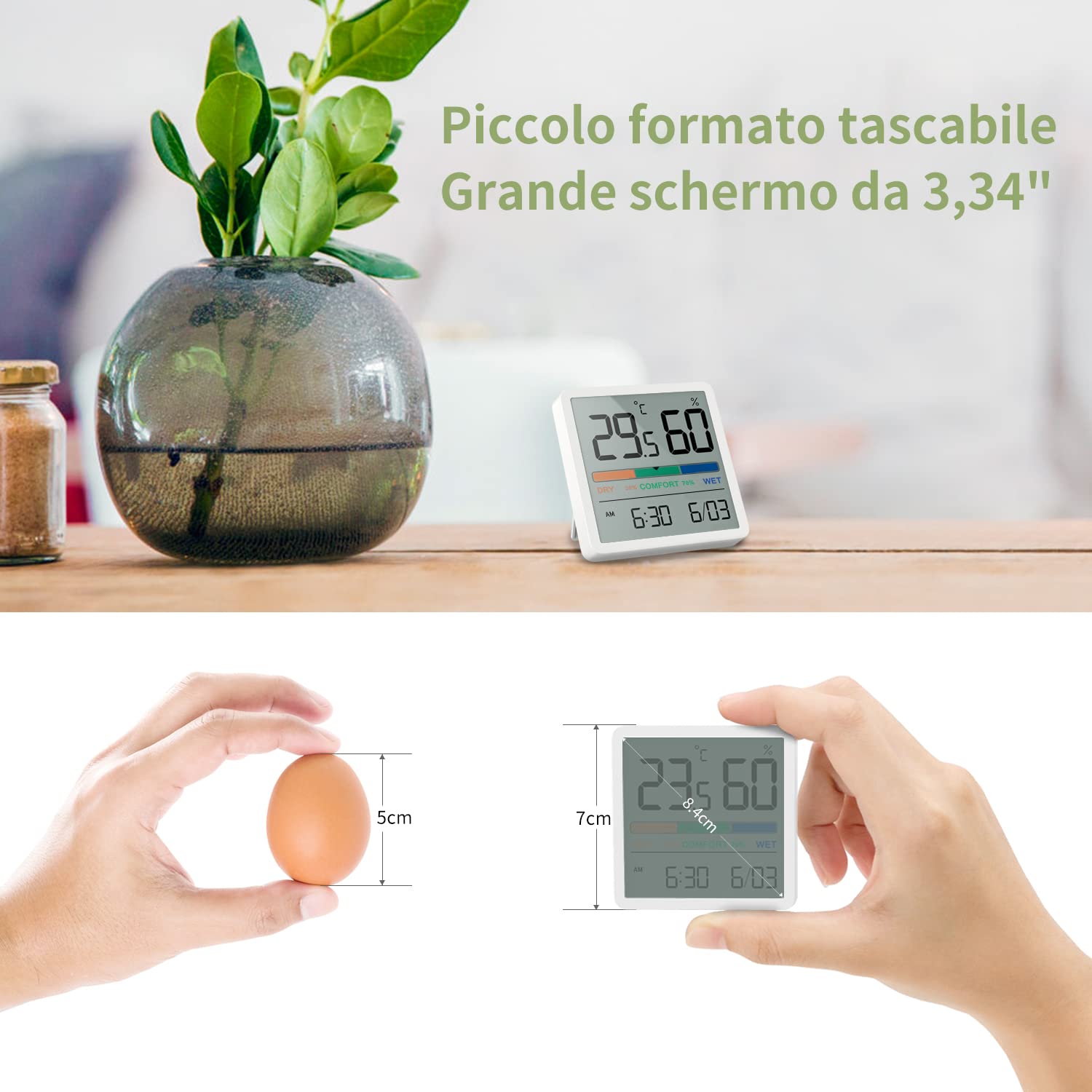 Noklead Igrometro Termometro Digitale per Interni, Bianco - immagine 3